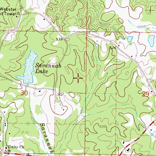 Topographic Map of American Legion Lake Dam, MS
