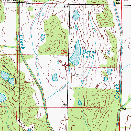 Topographic Map of Deans Lake Dam, MS