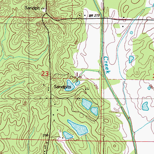 Topographic Map of Darrel Thompson Lake Dam, MS