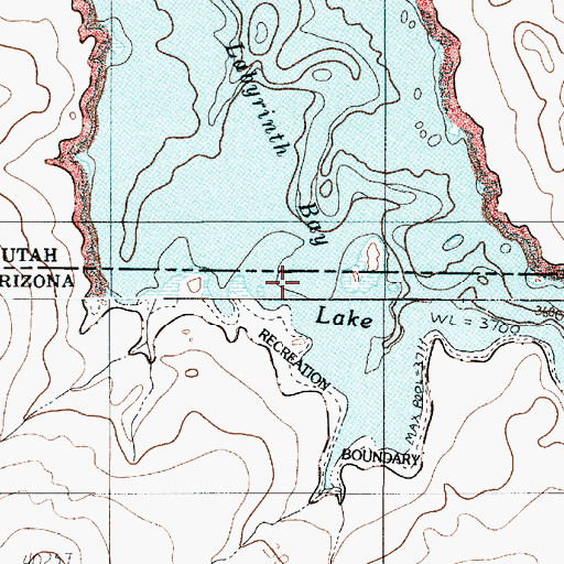 Topographic Map of Labyrinth Bay, AZ
