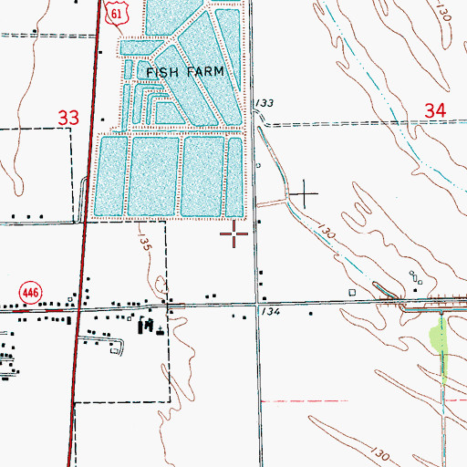 Topographic Map of Cleveland Fisheries Dam, MS