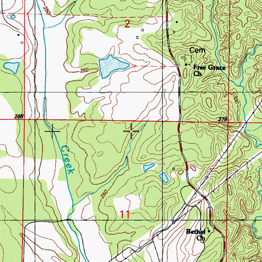 Topographic Map of Dabbs Lake Dam, MS