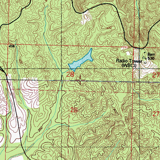Topographic Map of Stevens Lake Dam, MS