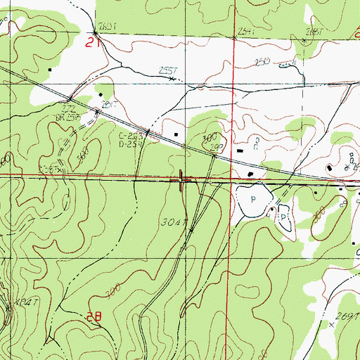 Topographic Map of Phillips Lake Dam, MS