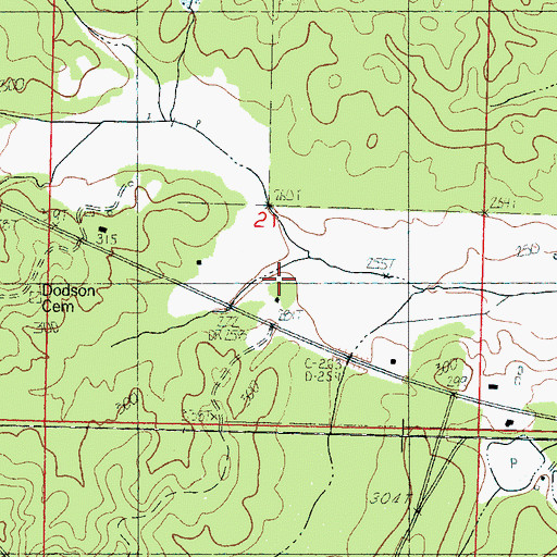Topographic Map of Keeton Lake Dam, MS