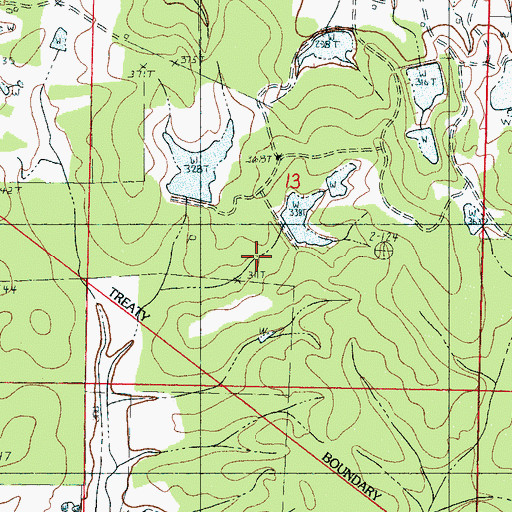 Topographic Map of Hardin Lake Dam, MS