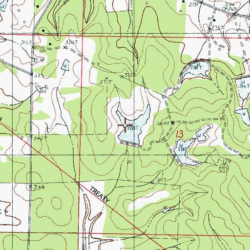 Topographic Map of Hardin Lake Dam, MS
