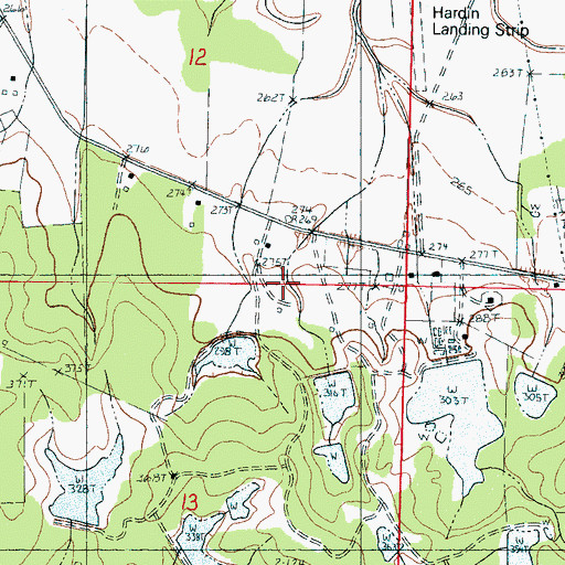 Topographic Map of Hardin Lake Dam, MS