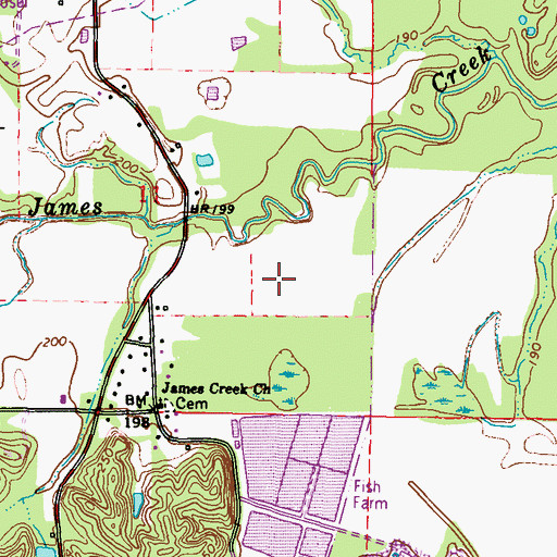 Topographic Map of Roy Reese Lake Dam, MS