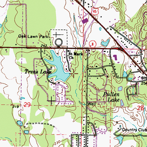 Topographic Map of Treas Lake Dam, MS