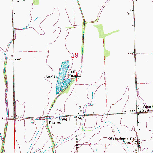 Topographic Map of J R Taylor Catfish Ponds Dam, MS