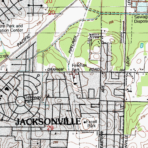 Topographic Map of Jacksonville Fire Department Station 2, AR
