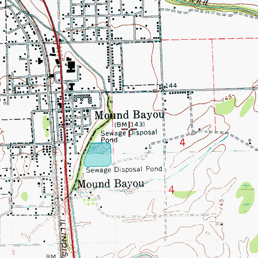 Topographic Map of Mound Bayou Sewage Lagoon Dam, MS