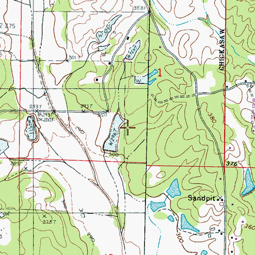 Topographic Map of Alexander Lake Dam, MS