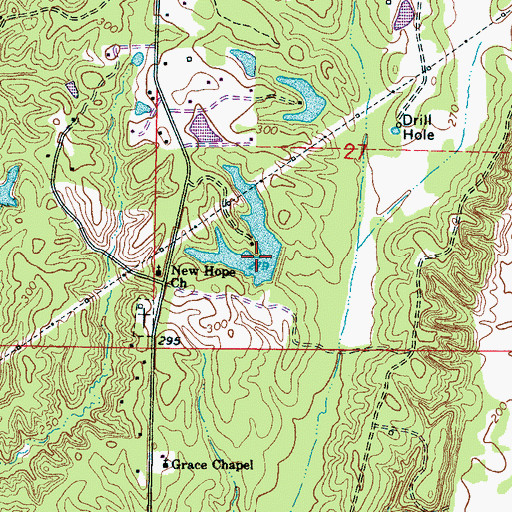 Topographic Map of A G Doss Lake Dam, MS