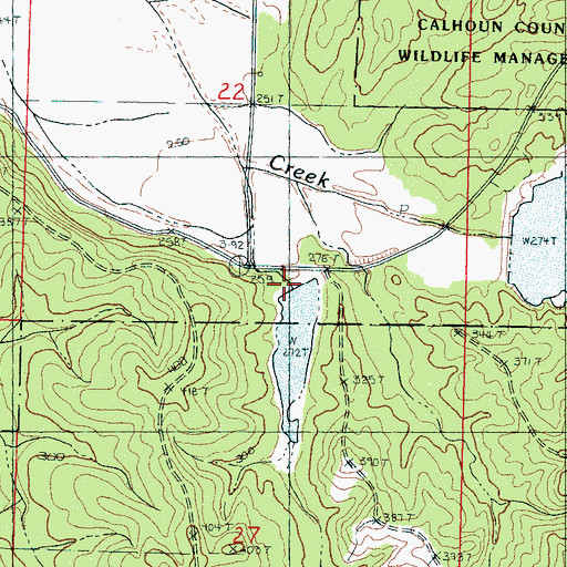 Topographic Map of Jennings Lake Dam, MS