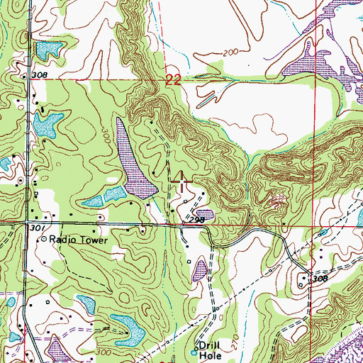 Topographic Map of John T Smallwood Pond Dam, MS