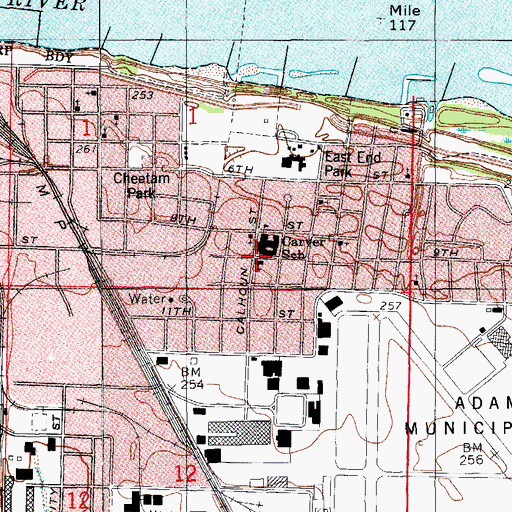 Topographic Map of First Baptist Church, AR