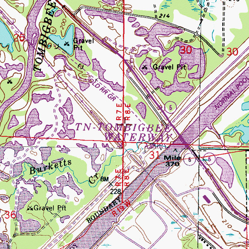 Topographic Map of Aberdeen Lagoon Dam, MS