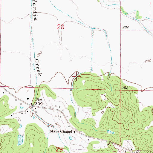 Topographic Map of E L Hardin Lake Dam, MS