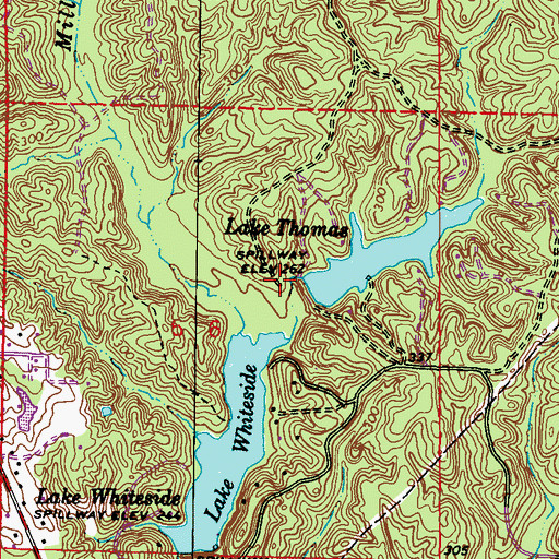 Topographic Map of Lake Thomas Dam, MS