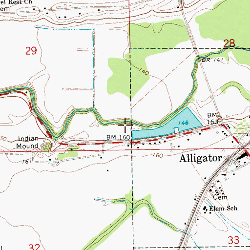 Topographic Map of Alford Butler Lake Dam, MS