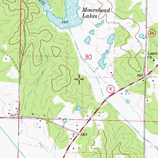 Topographic Map of E E Moorehead Lake Dam, MS
