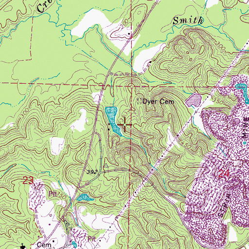 Topographic Map of Monroe Sporting Club Lake Dam, MS