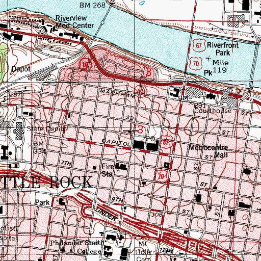 Topographic Map of First Church of Christ Scientist, AR