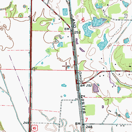 Topographic Map of J B Armstrong Lake Dam, MS