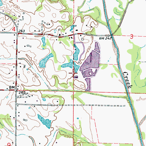 Topographic Map of Kennedy Lake Dam, MS