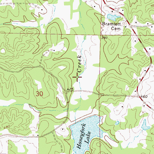 Topographic Map of Yocona River Watershed Y-14-13 Dam, MS