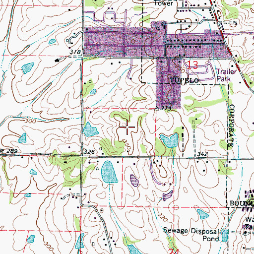 Topographic Map of Charles Bailey Lake Dam, MS