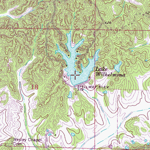 Topographic Map of Lake Wilhelmina Dam, MS