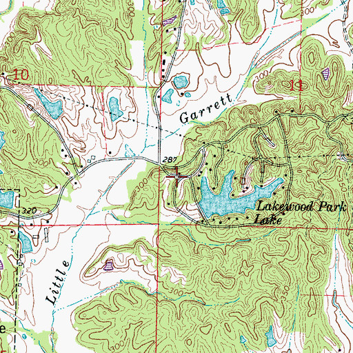 Topographic Map of Lakewood Lake Dam, MS