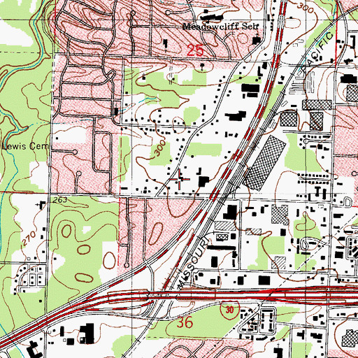 Topographic Map of First Cumberland Presbyterian Church, AR