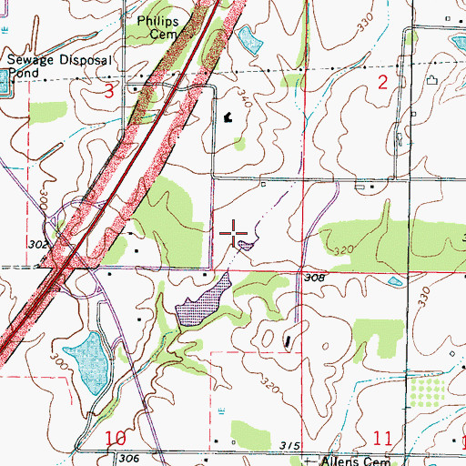 Topographic Map of Spring Lake Dam, MS
