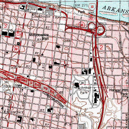 Topographic Map of First Lutheran Church, AR