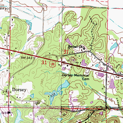 Topographic Map of Leake Lake Dam, MS