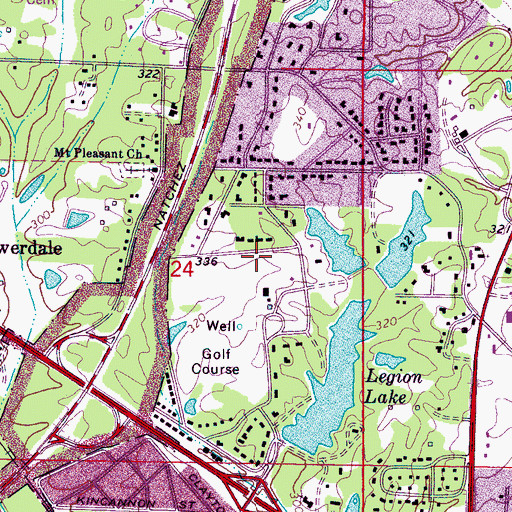 Topographic Map of American Legion Lake Dam, MS
