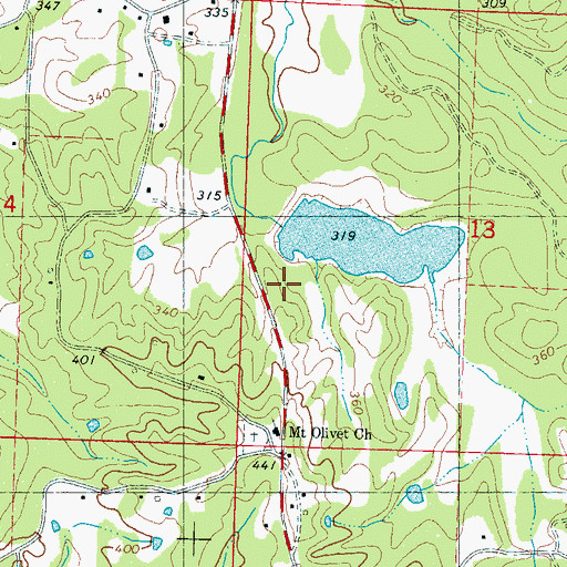 Topographic Map of Hotopha Creek Watershed Y-10a-52 Dam, MS