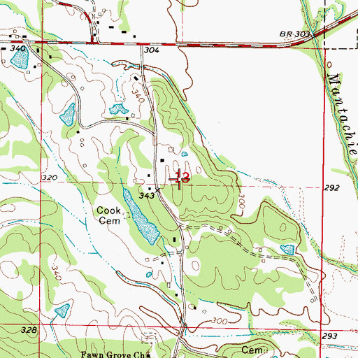 Topographic Map of Marlin Lake Dam, MS