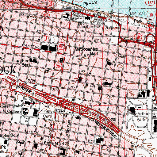 Topographic Map of First United Methodist Church of Little Rock, AR