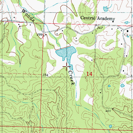 Topographic Map of Hotopha Creek Watershed Y-10a-47a Dam, MS