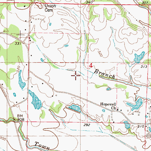 Topographic Map of J W Vinson Lake Dam, MS