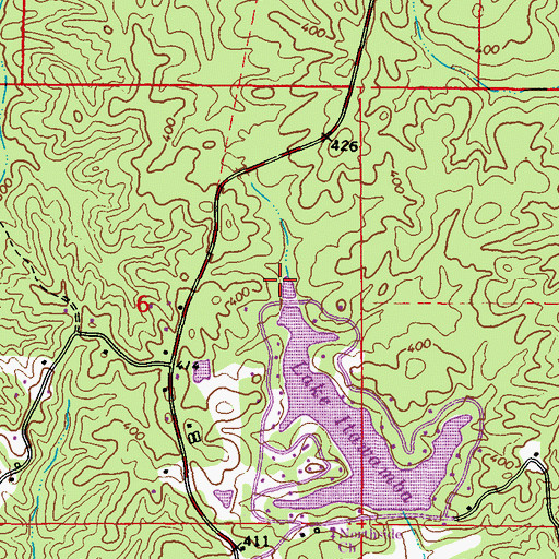 Topographic Map of Lake Itawamba Dam, MS