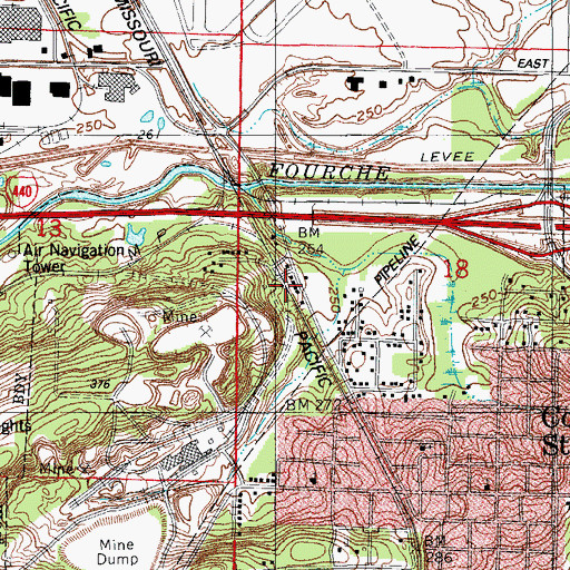 Topographic Map of Fourche (historical), AR
