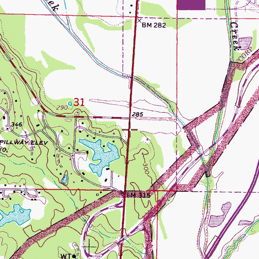 Topographic Map of Natchez Trace Villa Lake Dam, MS