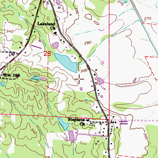 Topographic Map of Pearce Lake Dam, MS