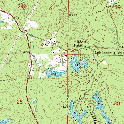 Topographic Map of Saltillo Fishing Club Dam, MS